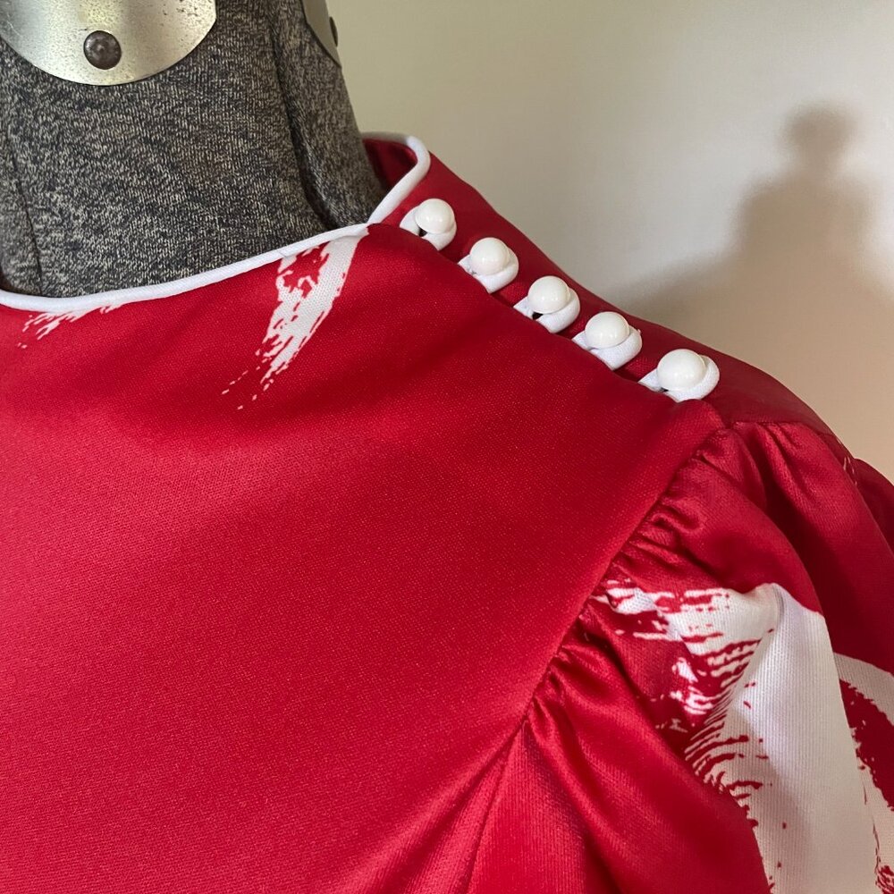 Vintage Joan Curtis red dress w/fish print, size 10 - Picture 3 of 9